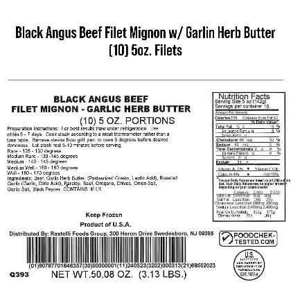Rastelli's Filet Mignon Steaks with Butter - 5 oz. Portions alternate image