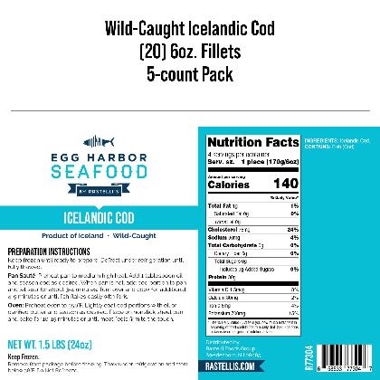 Rastelli's Wild-Caught Icelandic Cod Fillets ( 20 - 6 oz. Portions) 7 lbs Total alternate image