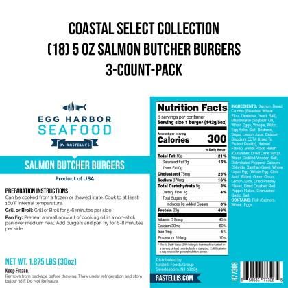 Rastelli's Salmon Butcher Burgers, (18 - 5 oz. Portions) 5.625 lbs alternate image