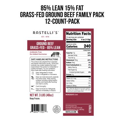 Rastelli's ABF Grass Fed Ground Beef, (12/1 lb. Packs), 12 lbs. Total alternate image