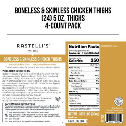 Rastelli's Antibiotic Free Boneless Chicken Thighs, 5 oz. Portions alternate image