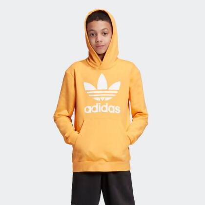adidas trefoil hoodie yellow