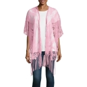 Mixit 3/4 Sleeve Lace Fringe Kimono Mixit 3/4 Sleeve Lace Fringe Kimono
