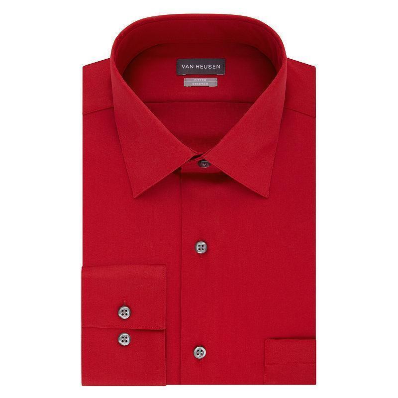 van heusen lux sateen regular stretch long sleeve dress shirt