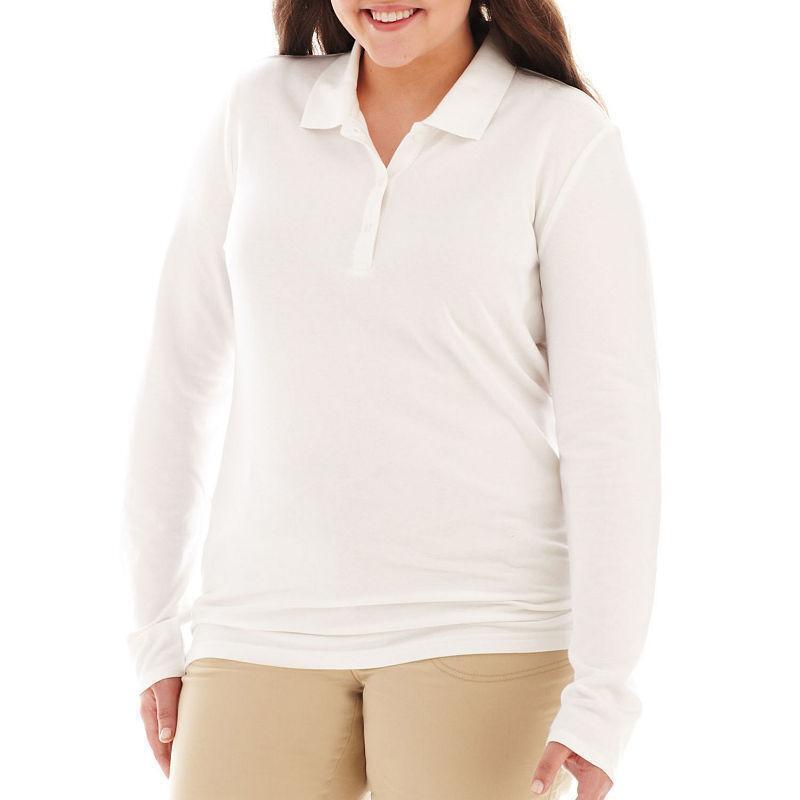 long sleeve white polo womens outfit