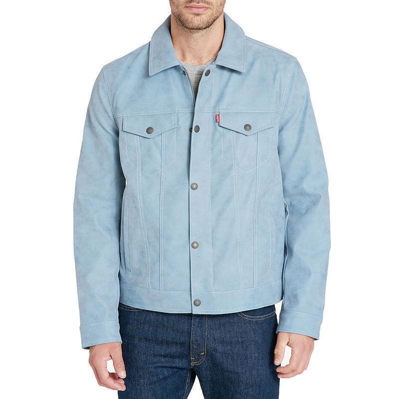 blue suede trucker jacket