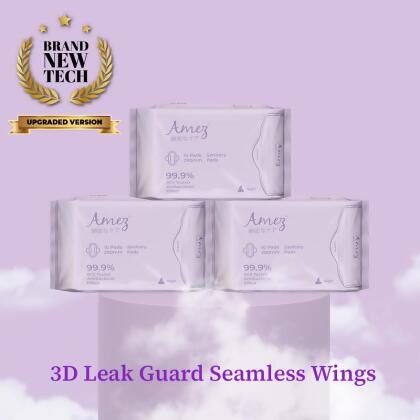 3 packs Amez Care Night [3D Leak Guard Seamless Wings] 