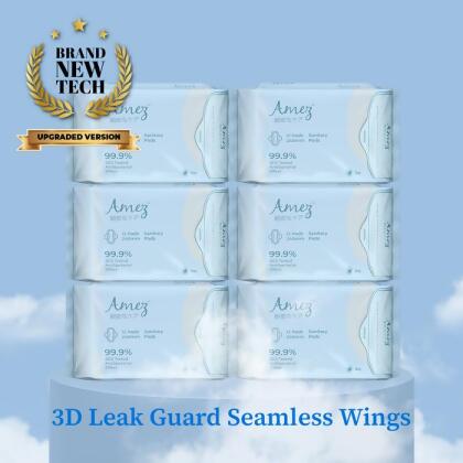 6 packs Amez Care Day [3D Leak Guard Seamless Wings] 