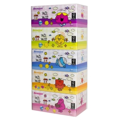 Beautex Mr Men And Little Miss 3 Ply Box Tissue 5 X 100 Per Pack