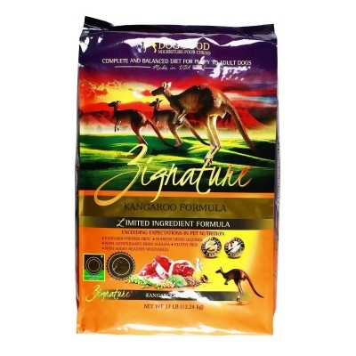 zignature kangaroo formula dog food 27 lb