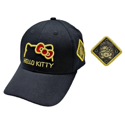 Hello Kitty 凱蒂貓, 親子棒球帽, Hello Kitty刺繡金框蝴蝶結黑色 款 