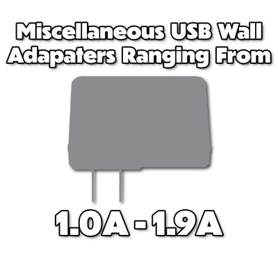 Miscellaneous & Mixed Wall Charger USB Adapter (1.0A to 1.9A Output) - 1 Adapter 