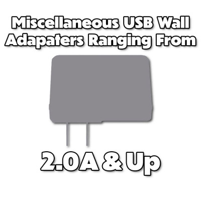 Miscellaneous & Mixed Wall Charger USB Adapter (2.0A Output and Up) - 1 Adapter 
