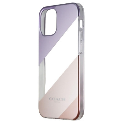 Coach Protective Case for iPhone 12 mini - Diagonal Stripe Metallic Pink/Purple 
