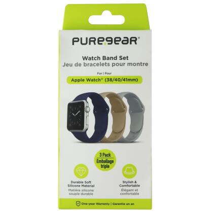 PureGear Silicone Watch Bands 3-Pack for Apple Watch, 38/40/41mm