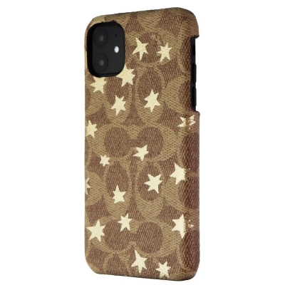 Coach Slim Wrap Case for Apple iPhone 11 Smartphones - Khaki / Gold Foil Stars 