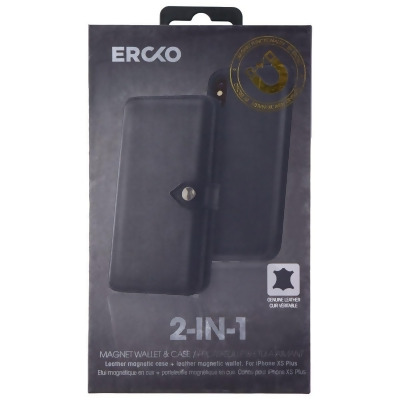 Ercko 2-in-1 Magnet Wallet Leather Case for Apple iPhone Xs Max - Black 
