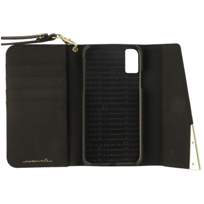 Case-Mate Folio Wristlet Wallet Case for Apple iPhone X 10 - Black Leather/Gold 