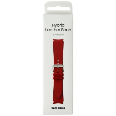Samsung Hybrid Leather Band for Galaxy Watch4 & Later (20mm) S/M - Red 