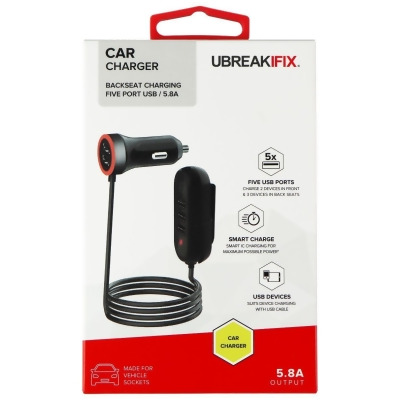 UBREAKIFIX 5 Port USB Car Charger (5.8A) - Black 