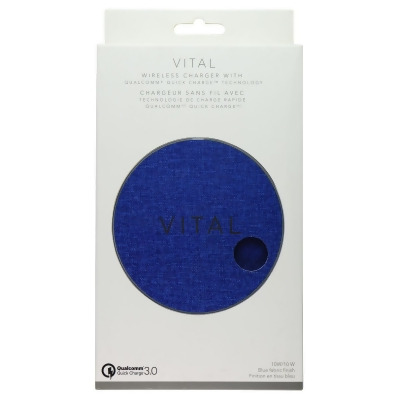 Vital 10W Wireless Charger with Qualcomm QC 3.0 for Qi Phones - Blue Fabric 