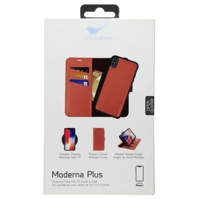 StrongNFree Moderna Plus Series Wallet Case for iPhone Xs and X - Dusty Red 