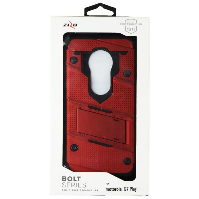Zizo Bolt Series Case and Holster for Motorola G7 Play - Red/Black 
