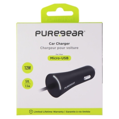 PureGear (12W/2.4A) Micro-USB Car Charger - Black (62804PG) 