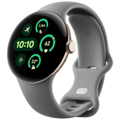 Google Pixel Watch 3 (41mm) Smartwatch (Wi-Fi Only) - Gold Aluminum/Hazel Band 