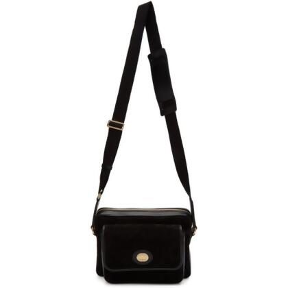 black suede messenger bag