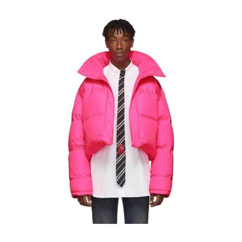 pink down jacket