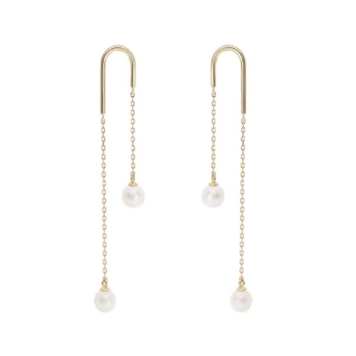 14K Couple Pearl Long Chain Earring 珍珠長鍊耳環 