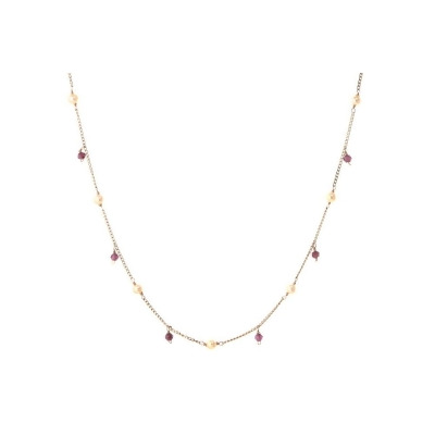 14K Gold Pearl Purple CZ Necklace 金色淡水珍珠項鍊 