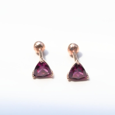 14K Trilliant Purple Garnet Piercing 三角石榴石鎖珠耳環(單個) 