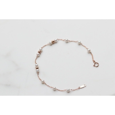 14K Pearl String Bracelet 珍珠玫瑰金手鍊 