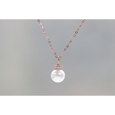 14K Elegant Pearl Diamond Necklace 珍珠鑽石項鍊(0.10 ct) 
