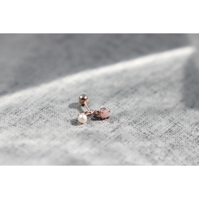 14K Pearl Opal Piercing 珍珠蛋白石鎖珠耳環 (單個) 