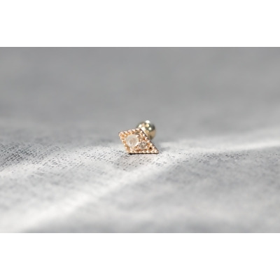 14K Rhombus Diamond Earring 菱形鑽石鎖珠耳環 (單個) 