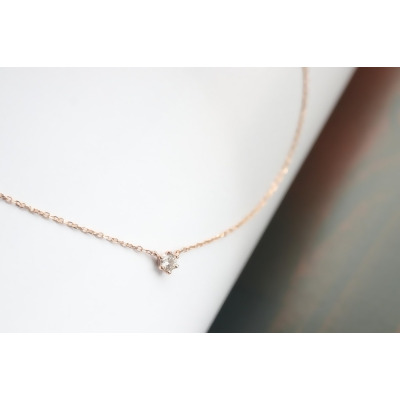 18K Tint Diamond Necklace 0.10 ct 六爪簡約鑽石項鍊-K18 黃K金 0.10 ct 