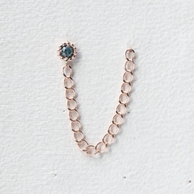 14K Raw Diamond Chain Piercing 原鑽粗鍊鎖珠耳環 (單個)-黃色鑽石 