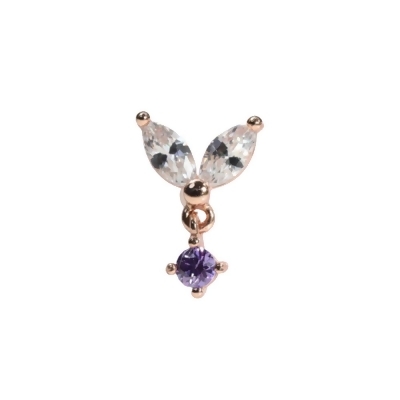 14K 馬眼鑽紫水晶鎖珠耳環(單個) 
