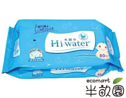 《康乃馨》純水濕紙巾(Hi water)(80抽/包,12包/箱) 