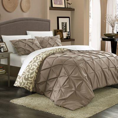Chic Home Tirina 7 Piece Reversible Queen Duvet Cover Set In Taupe