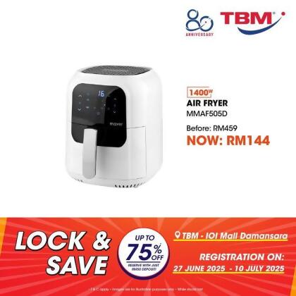 [Registration Ended][LOCK AND SAVE][DEPOSIT RM50] Mayer Air Fryer 1400W White 