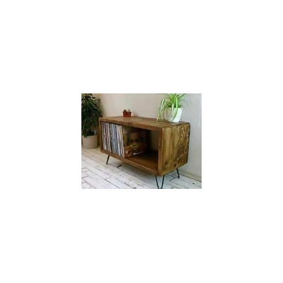 Rustic Industrial Hairpin Leg Scaffold Board Record Player Stand