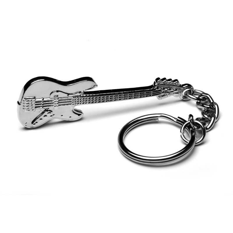 Bass Guitar Solid Metal Keychain Jazz Model. Gift For