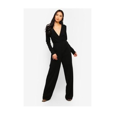 wrap front jumpsuit with long sleeves