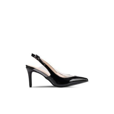 heeled slingback vinyl shoe