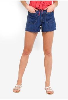 high rise flashback denim short