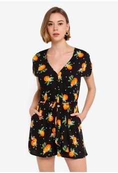orange print playsuit